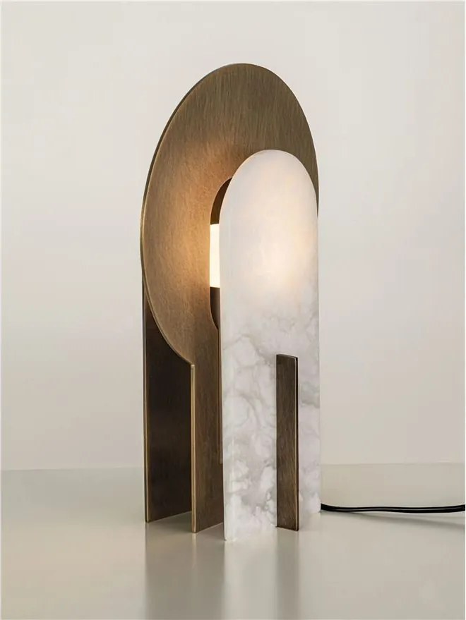 Veioza, Lampa de masa LED din alabastru si aluminiu AVIEL