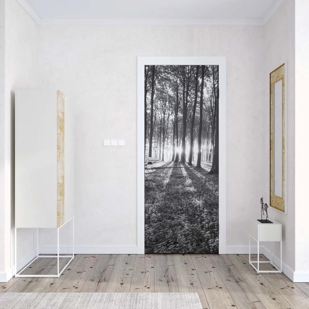 GLIX Tapet netesute pe usă - Forest Landscape Black And White