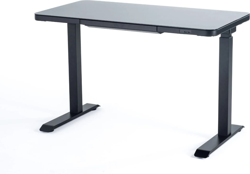 Viva Joy, Birou reglabil cu blat de sticlă securizată șu panou de control tactil, încorporat - Negru