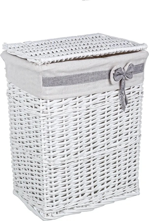 Cos rufe din rattan alb Ribbon 38 cm x 28 cm x 48 h