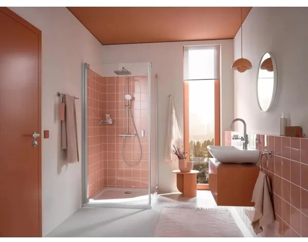 Coloana de dus cu termostat, Grohe Tempesta Cube 250, cu 1 tip de jet, crom, 26689001