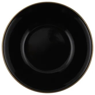 Set de masă, 24 piese, negru/auriu, din ceramică de tip stoneware
