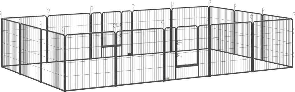 PawHut Parc pentru pui, 16 piese, parc pliabil pentru pui cu ușă pentru câini mici și medii, 3,2 x 3,2 x 0,8 m, Gri | Aosom Romania