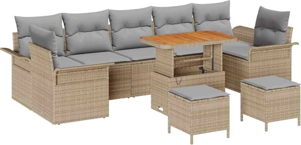 vidaXL Set de canapele pentru grădină 10 pcs Beige și gri deschis