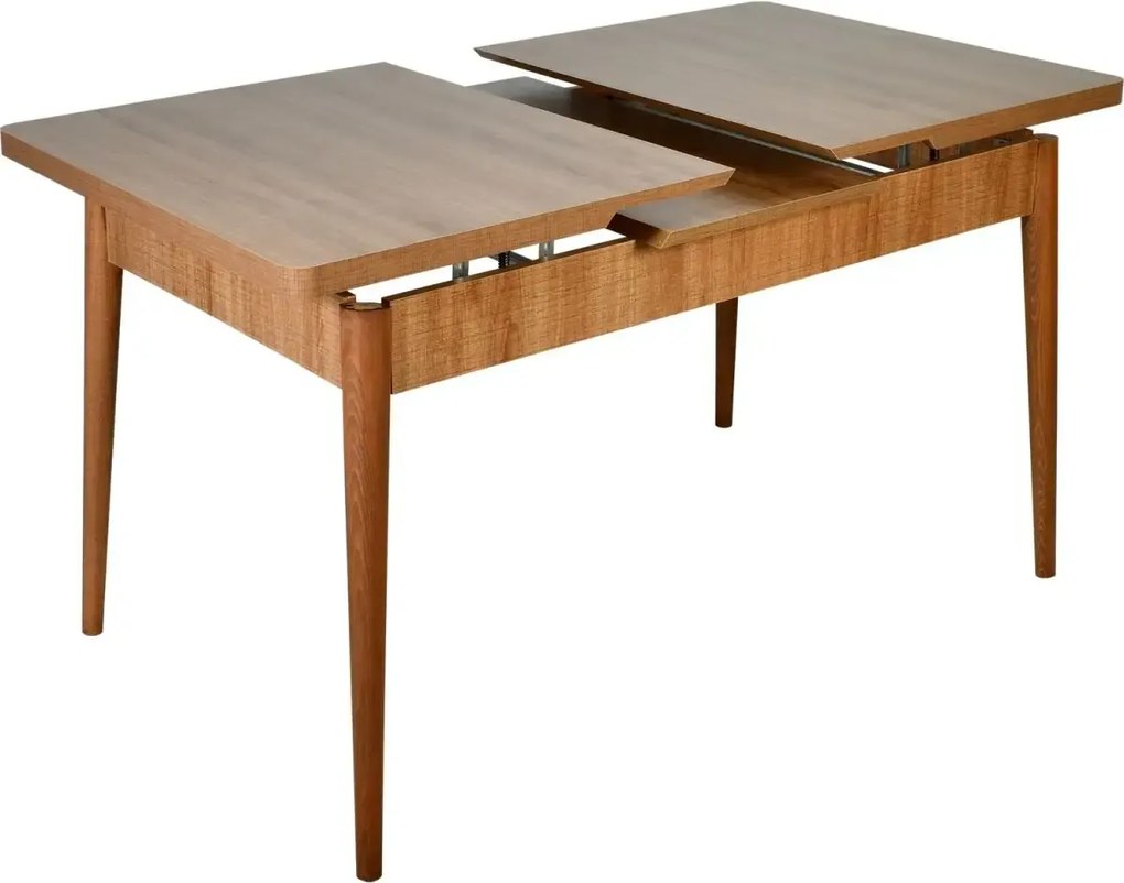 Set masa extensibila cu 6 scaune tapitate Homs cristal  nuc-verde 170 x 80 cm