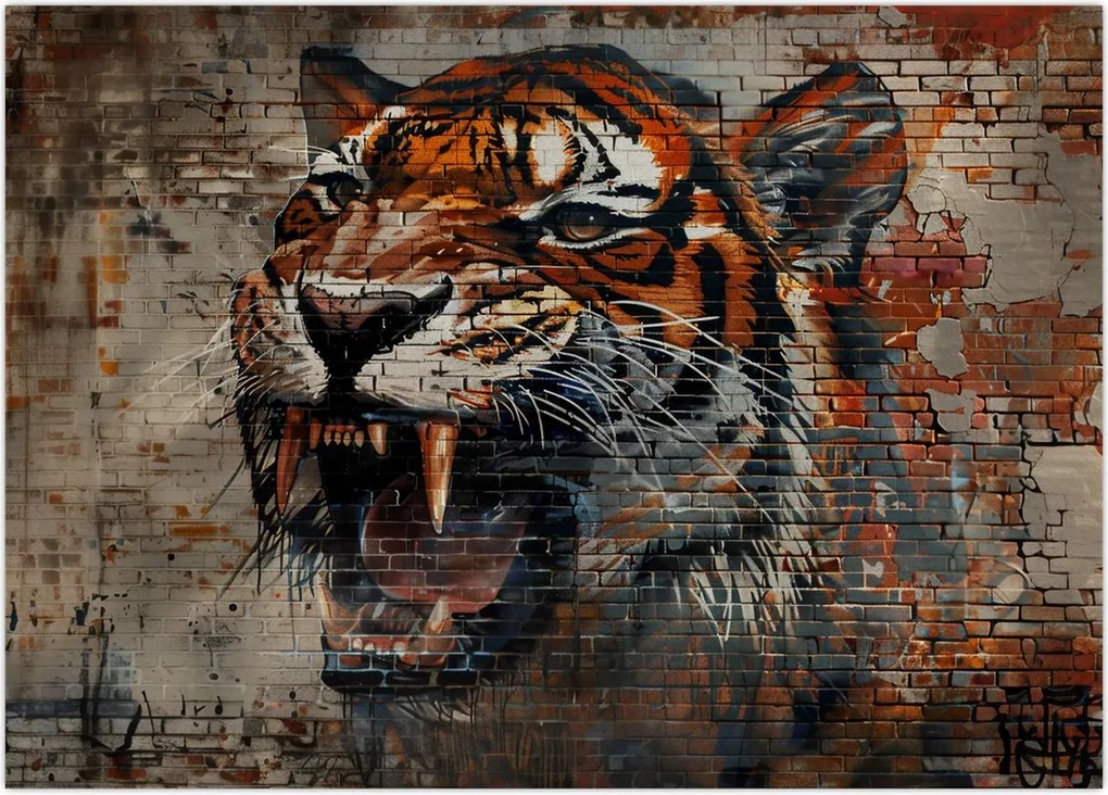 Tablou - Tigru din Cărămizi (70x50 cm)