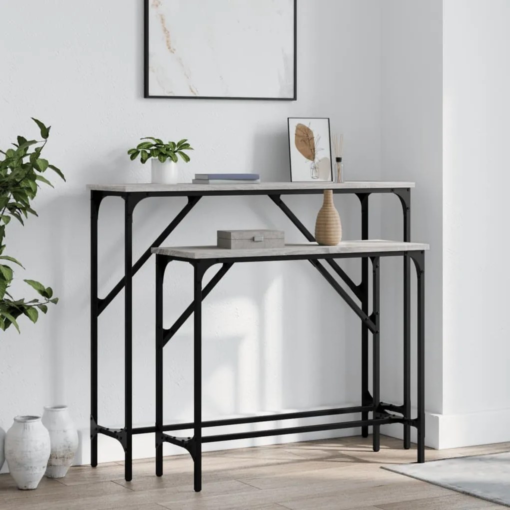 Masute console, 2 buc., gri sonoma, lemn compozit