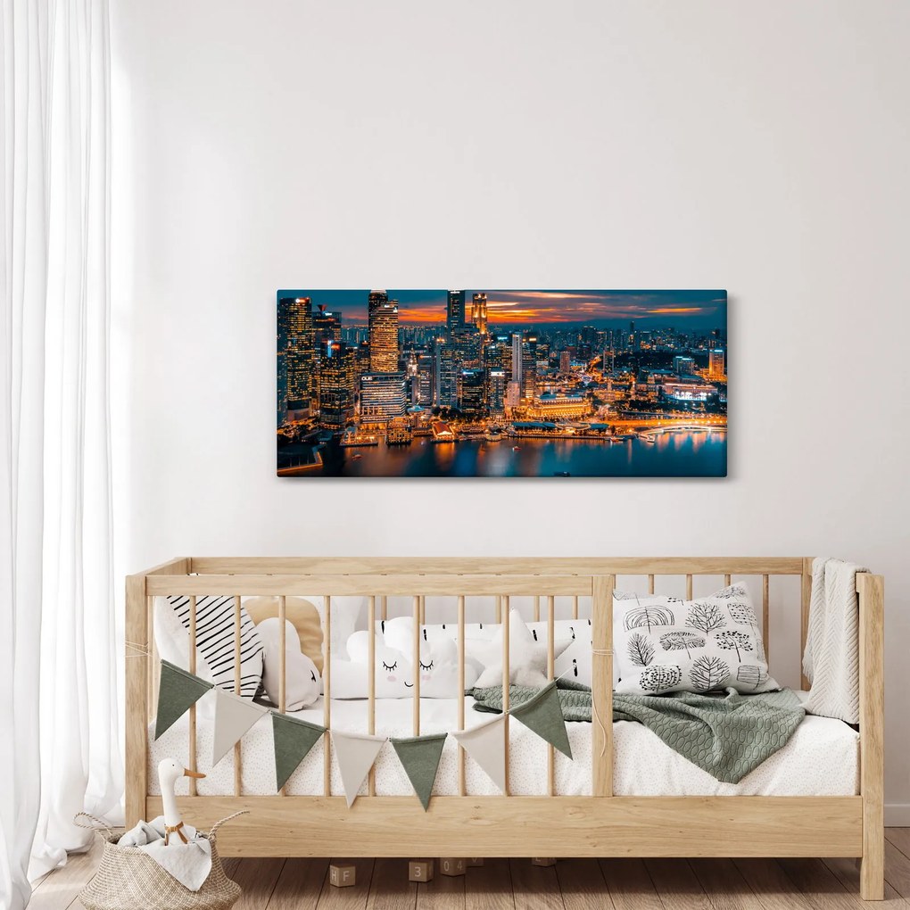 Tablou cu orașul nocturn (120x50 cm)