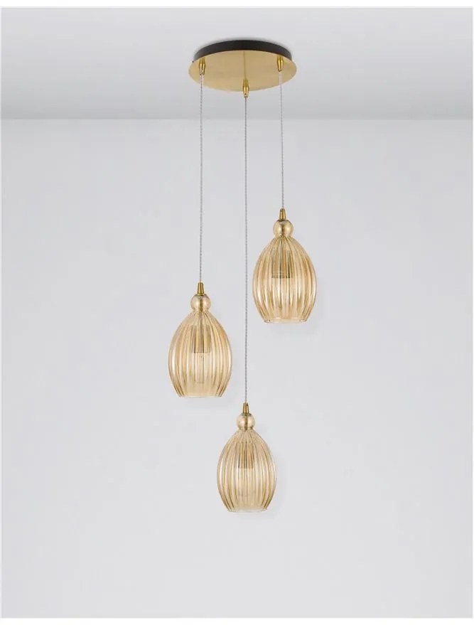 Lustra cu 3 pendule design modern LINGUA champagne NVL-9988382