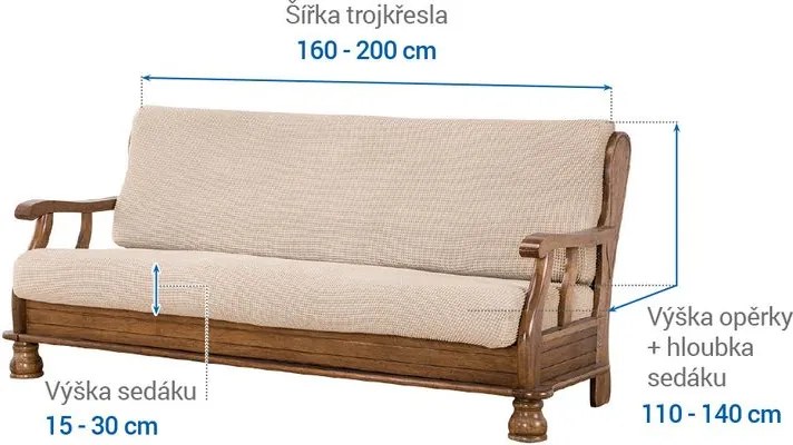 Nueva Textura Huse care se întind foarte bine NIAGARA smântânii 3fotoliu cu manere de lemn (l. 160 - 200 cm)