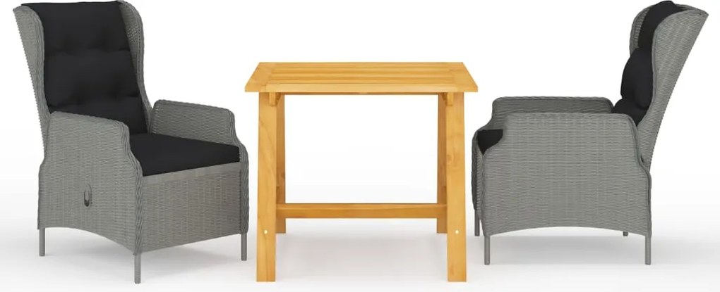 vidaXL Set de masă pentru grădină, 3 piese, gri deschis