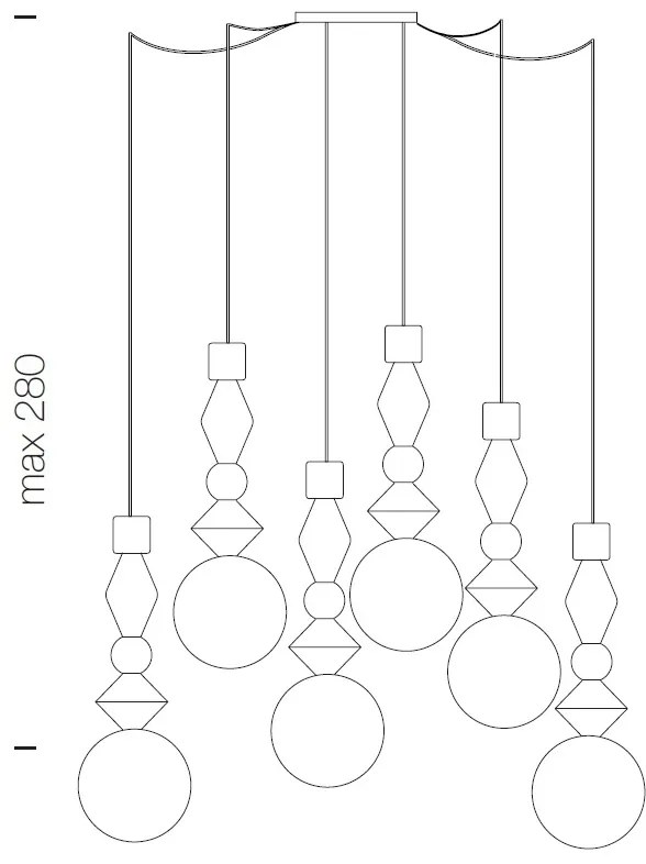 Lustra cu 6 pendule deosebite design LUX Pandora
