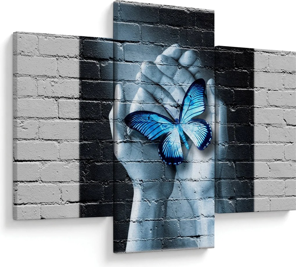 Tablou cu flutere albastru pe perete (90x60 cm)