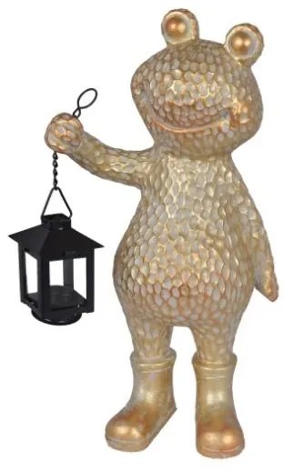 Figurina broasca aurie cu felinar negru