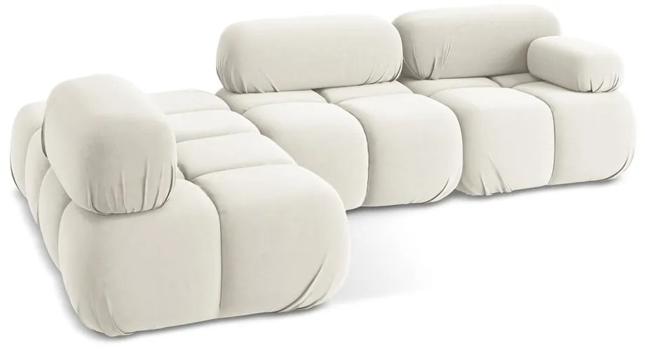 Colțar modular alb cu tapițerie din catifea (cu colț pe partea stângă) Lokua – Makamii