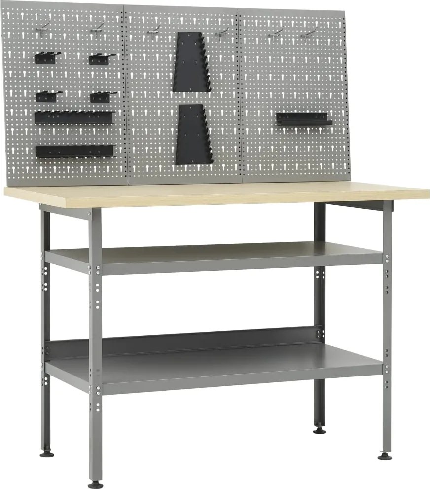 vidaXL Banc de lucru cu trei panouri de perete