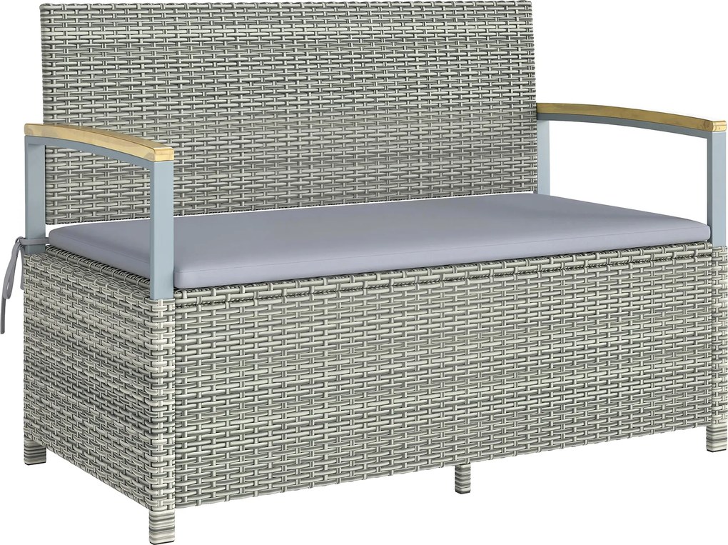 Outsunny bancă ladă poliratan împletit | Aosom Romania