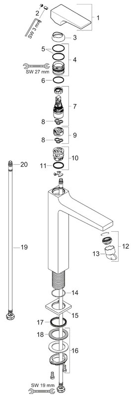 Baterie lavoar cu ventil 260, Hansgrohe, Metropol, Crom