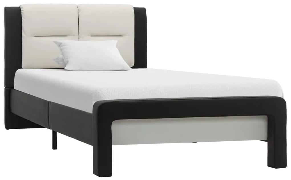 286722 vidaXL Cadru de pat, negru și alb, 100 x 200 cm, piele ecologică