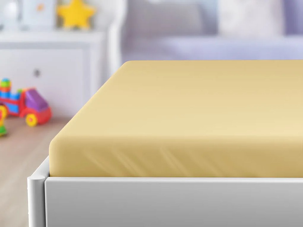 Cearsaf Jersey pentru patut copii cu elastic 70x140 cm crem