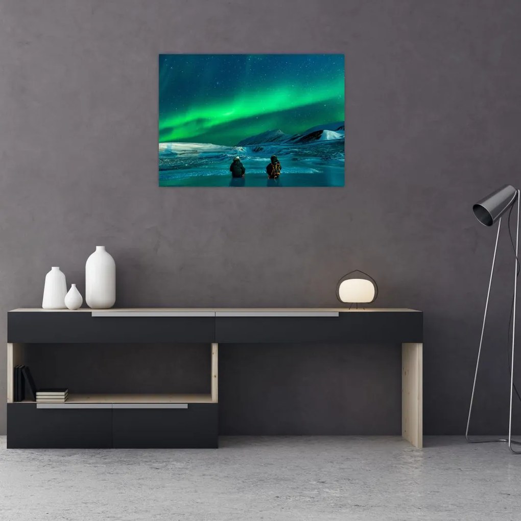 Tablou cu oameni la Aurora borealis (70x50 cm), în 40 de alte dimensiuni noi