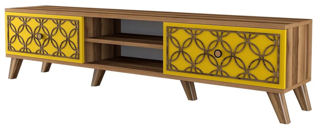 Masă TV/Dulap Classy (Nuc + Galben). 1088910