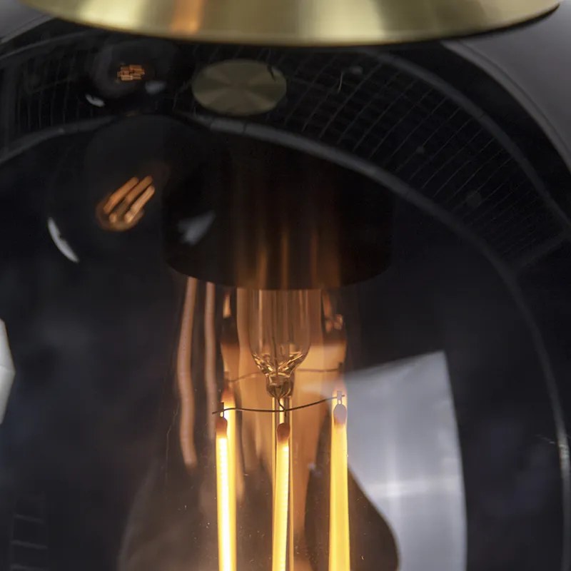 Lampă suspendată art deco aurie cu sticlă neagră cu 3 lumini - Pallon