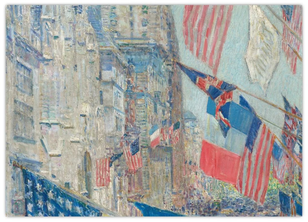 Tablou pe sticlă - Childe Hassam, Allies day, reproducere (70x50 cm)