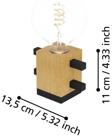 Lampă de masă Eglo 390193 LEVANTARA 1xE27/40W/230V negru/maro