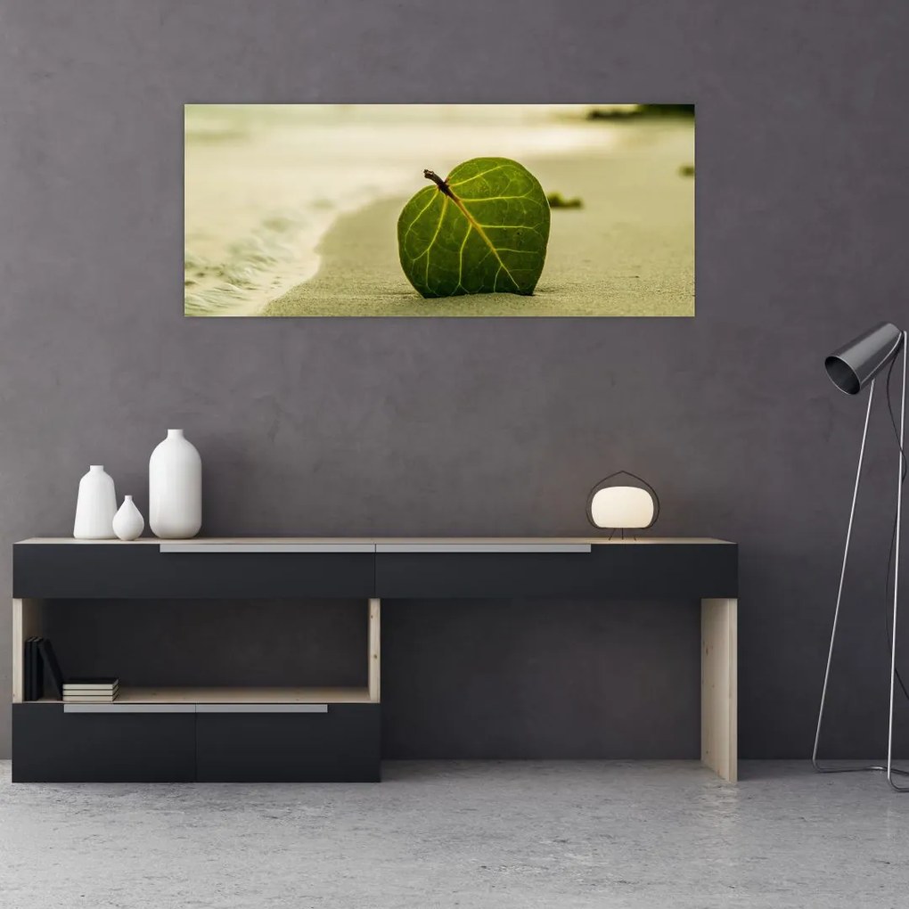 Tablou cu frunză în nisip (120x50 cm)