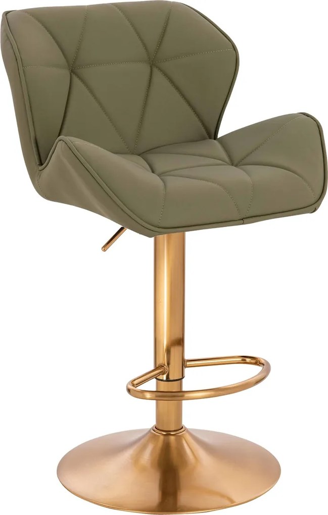 HR111W Scaun Khaki Piele Ecologica Premium Soft cu Bază Aurie