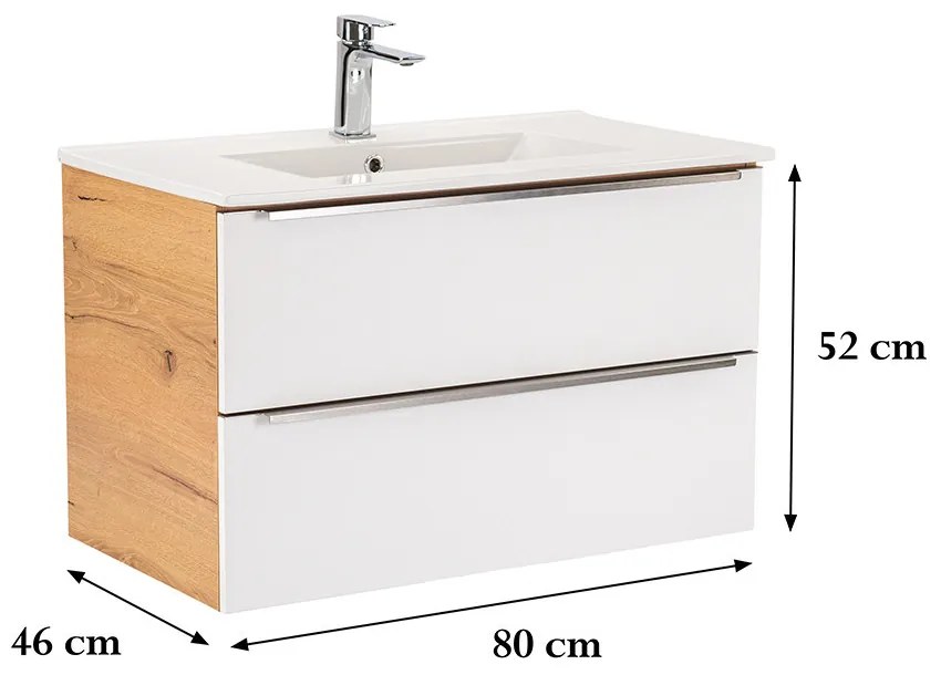 Dulap inferior Vario Trim 80 cu lavoar stejar-alb