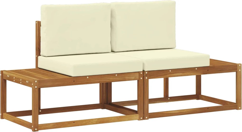 vidaXL Canapea de exterior cu pernă 2 Bucată Natural și Crem