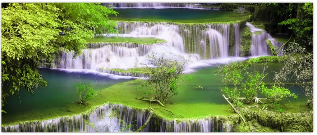 Tablou - Cascada Huay Mae Khamin, Kanchanaburi, Thailanda (120x50 cm)