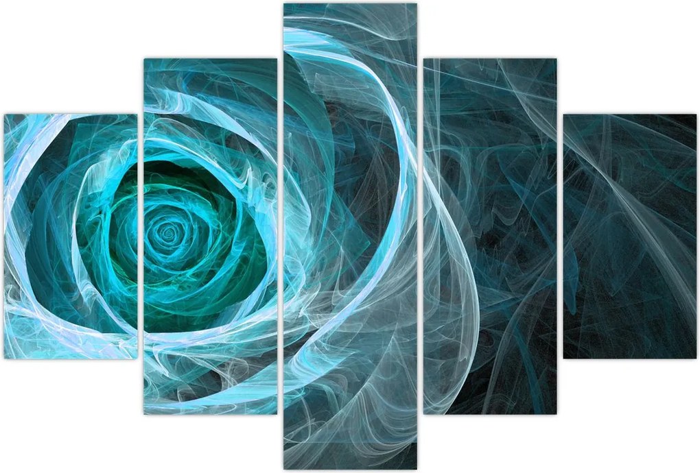 Tablou - Abstract trandafir albastru cu fundal negru (150x105 cm)