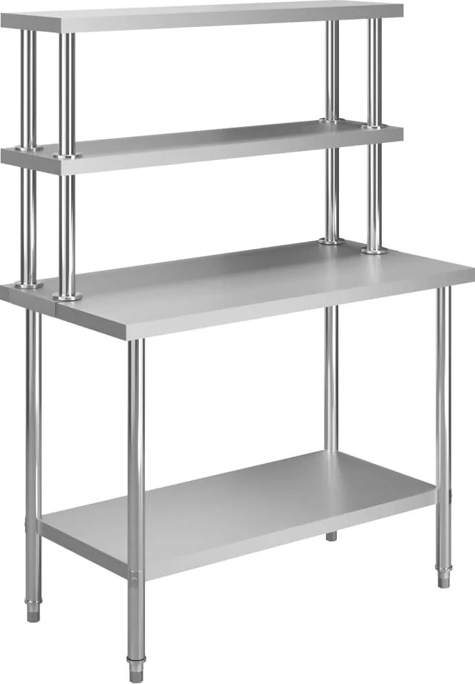 vidaXL Masă de lucru bucătărie cu raft, 120x60x150 cm, oțel inoxidabil