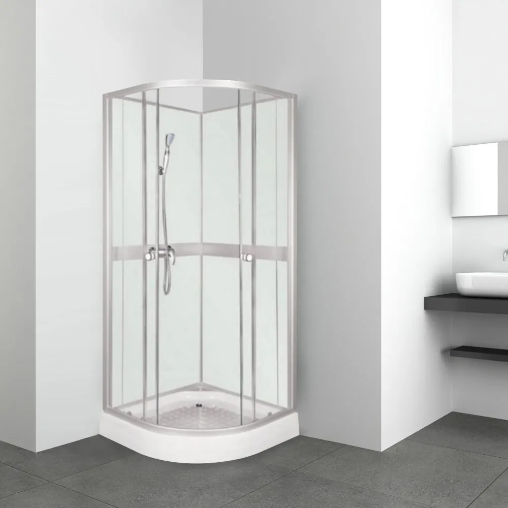 Cabină de duș CLASSIC 80 WHITE cu perete posterior, cu cădiță și baterie
