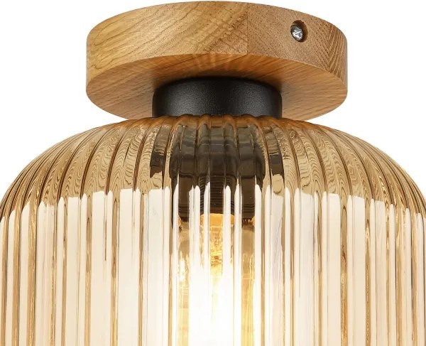 Plafonieră MILOU WOOD 1xE27/15W/230V stejar/bej fumuriu Ø 20 cm
