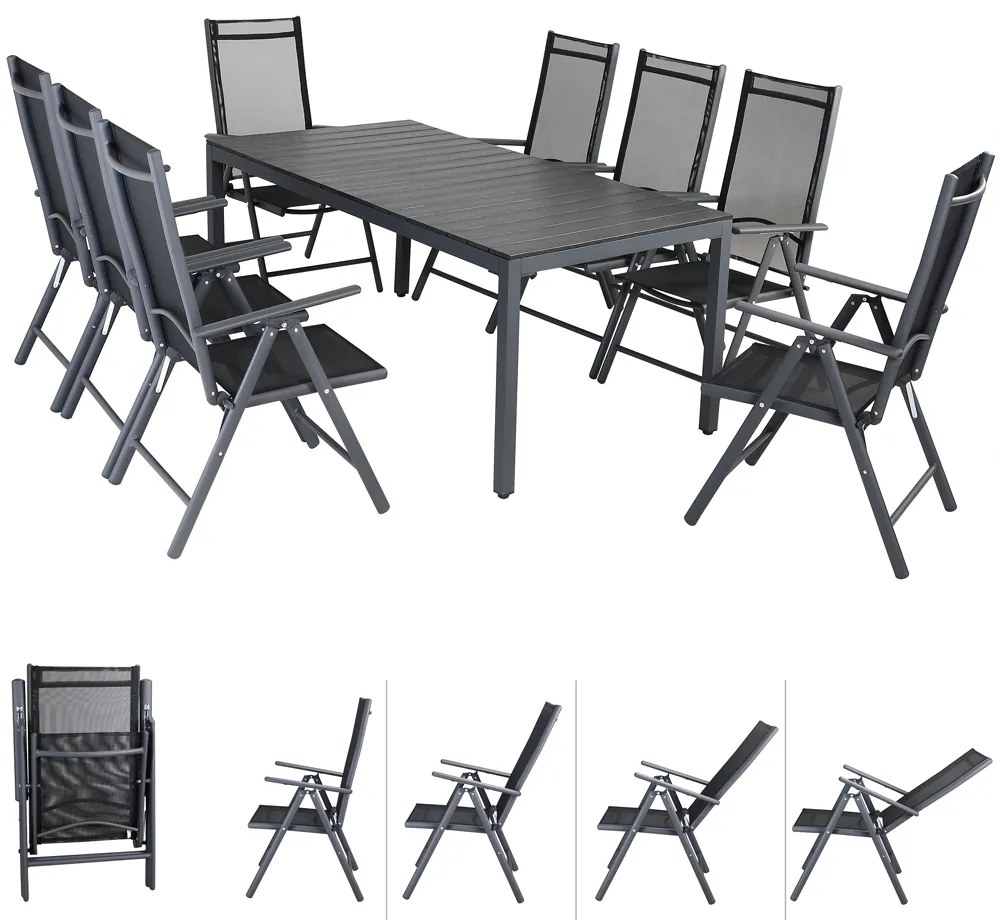 Deuba Set de grădină Bern 1+8 din aluminiu - antracit WPC