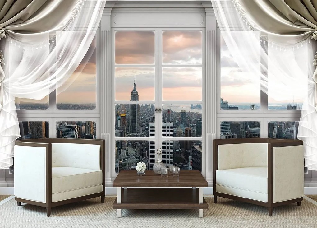 Fototapet - New York - privire prin geam (152,5x104 cm)