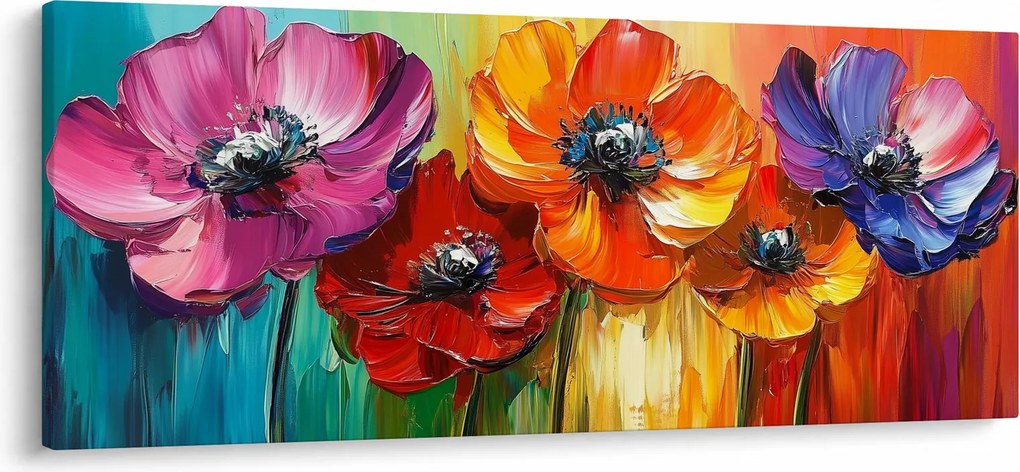 Tablou - Cinci flori colorate (120x50 cm)
