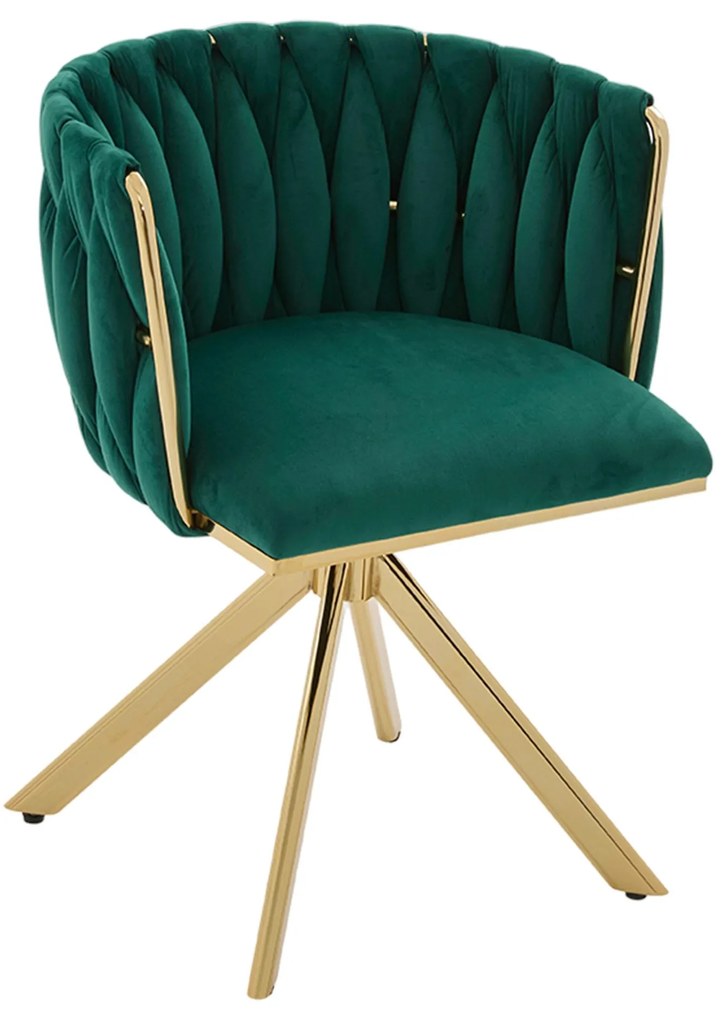 Set de 2 scaune pivotante din catifea, Smarald | Aosom Romania