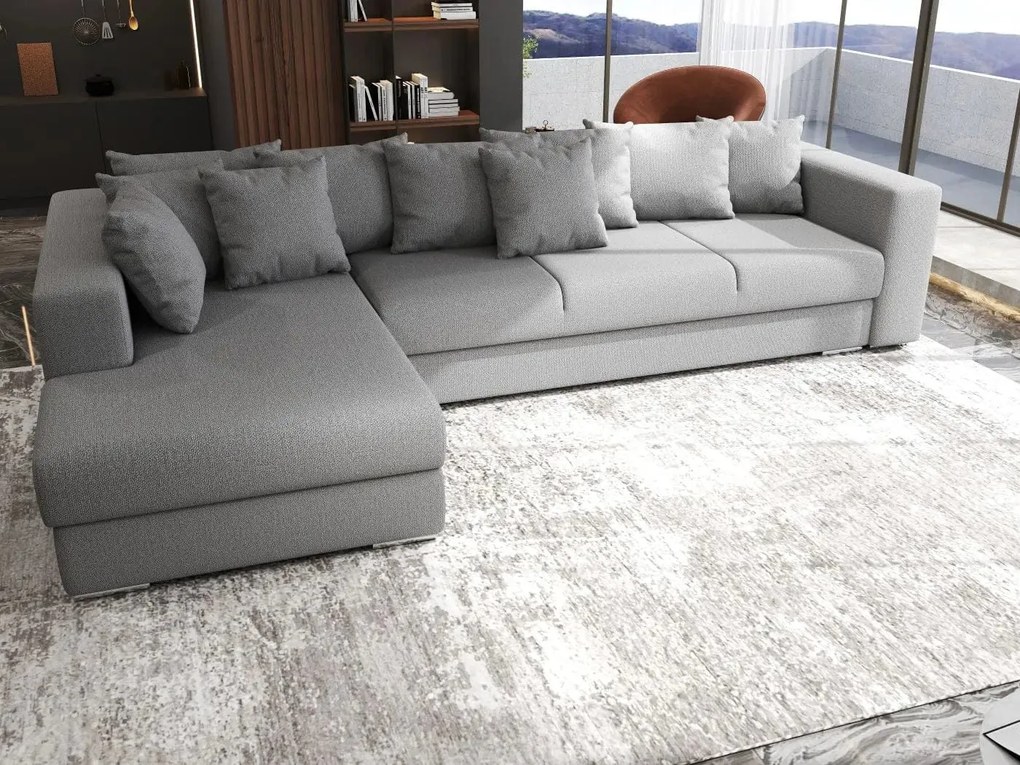 Colțar extensibil dumonde cu ladă de depozitare si sezut confortabil din spuma high-density, Gloria Enjoy Grey 320x183 cm