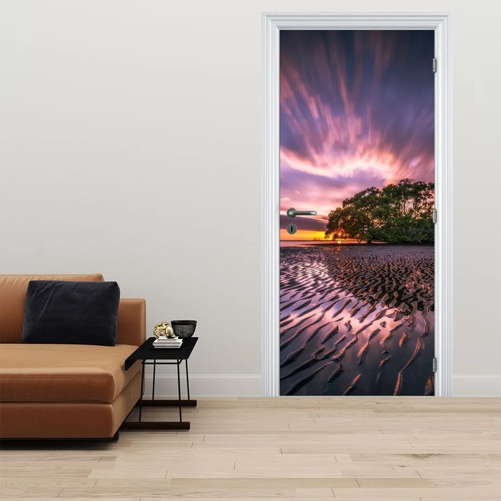 Fototapet pentru ușă - Plaja la apus de soare (95x205cm)