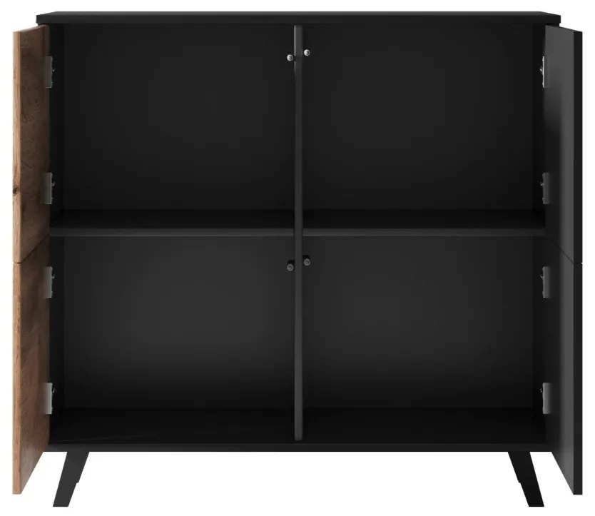 Comoda Random KM2 stejar wotan/negru - L100 x A40 x h95 cm