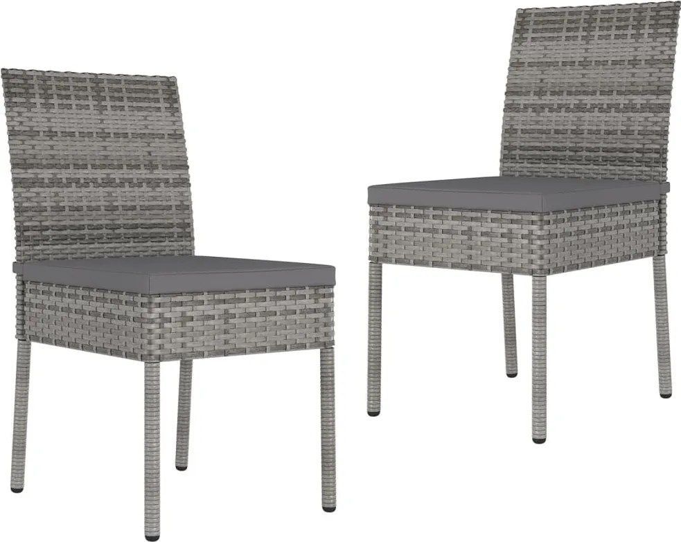 vidaXL Scaune de bucătărie pentru grădină, 2 buc., gri, poliratan
