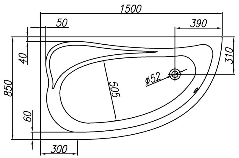 Cada de colt, Kolpasan, Calando-D pe dreapta, 150 x 85 cm, alb