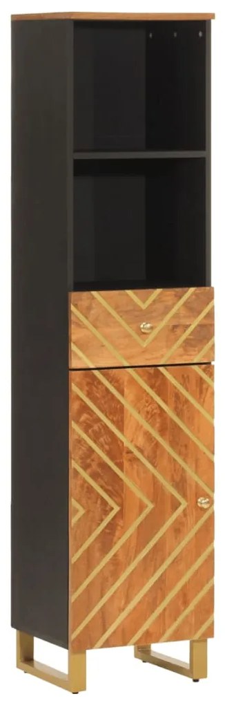 356805 vidaXL Dulap de baie, maro și negru, 38x33,5x160 cm, lemn masiv mango