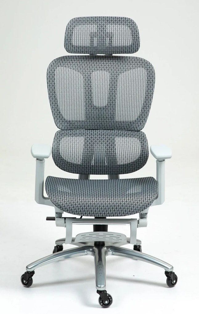 Scaun ergonomic, cotiere 3D, suport picioare, Full Mesh, Gri