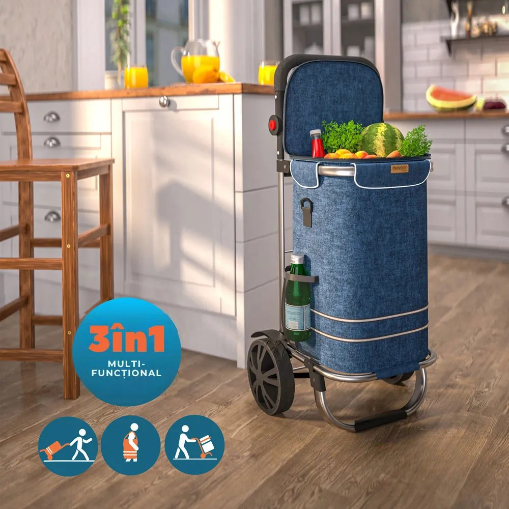 Geantă de cumpărături pe roți EASY, 50L, albastru Jurhan